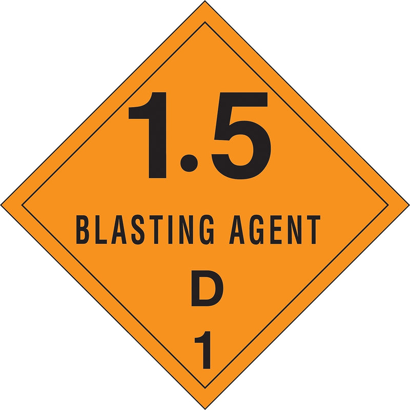 Decker Tape "1.5 Blasting Agent D 1" Label, 4" x 4", 500/RL