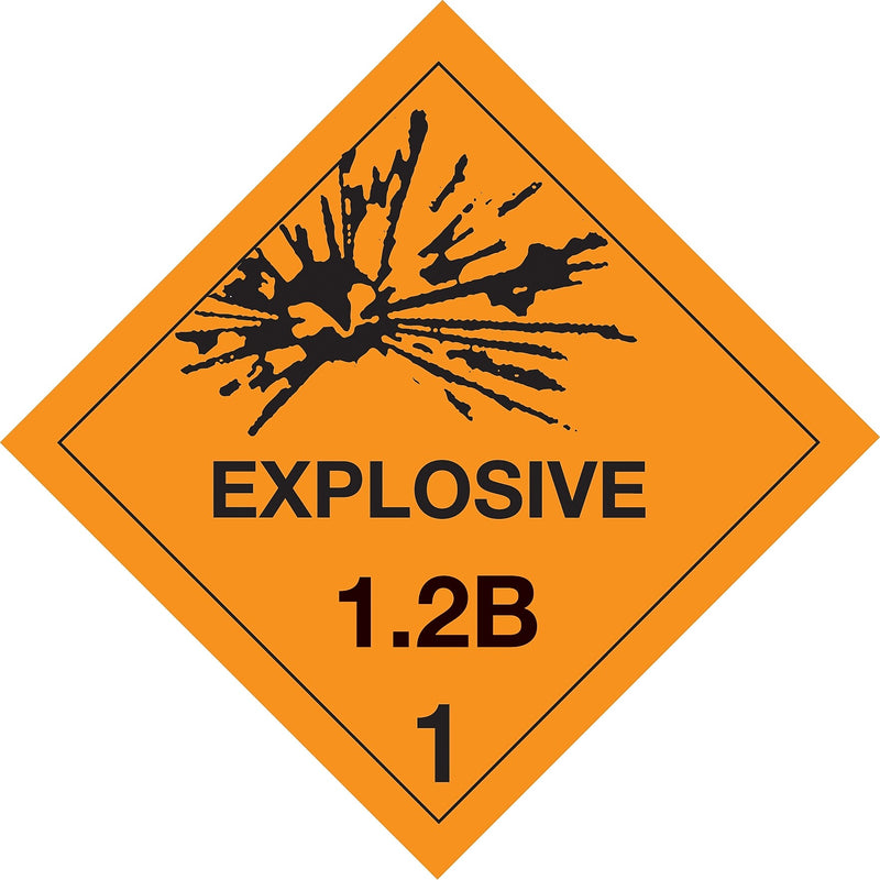 Decker Tape "Explosive 1.2B 1" Label, 4" x 4", 500/RL