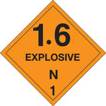 Decker Tape "1.6 Explosive N 1" Label, 4" x 4", 500/RL
