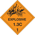 Decker Tape "Explosive 1.3C 1" Label, 4" x 4", 500/RL
