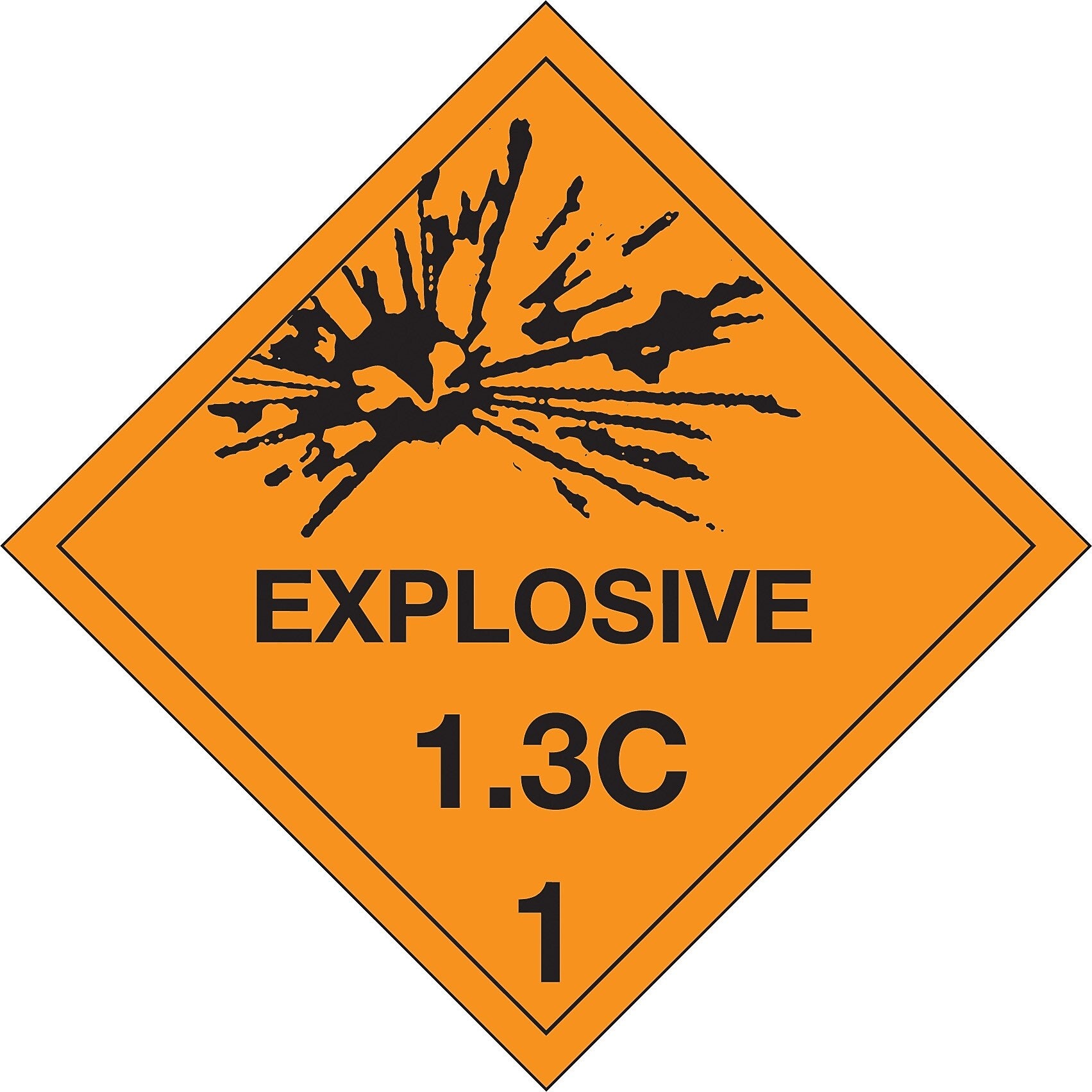 Decker Tape "Explosive 1.3C 1" Label, 4" x 4", 500/RL