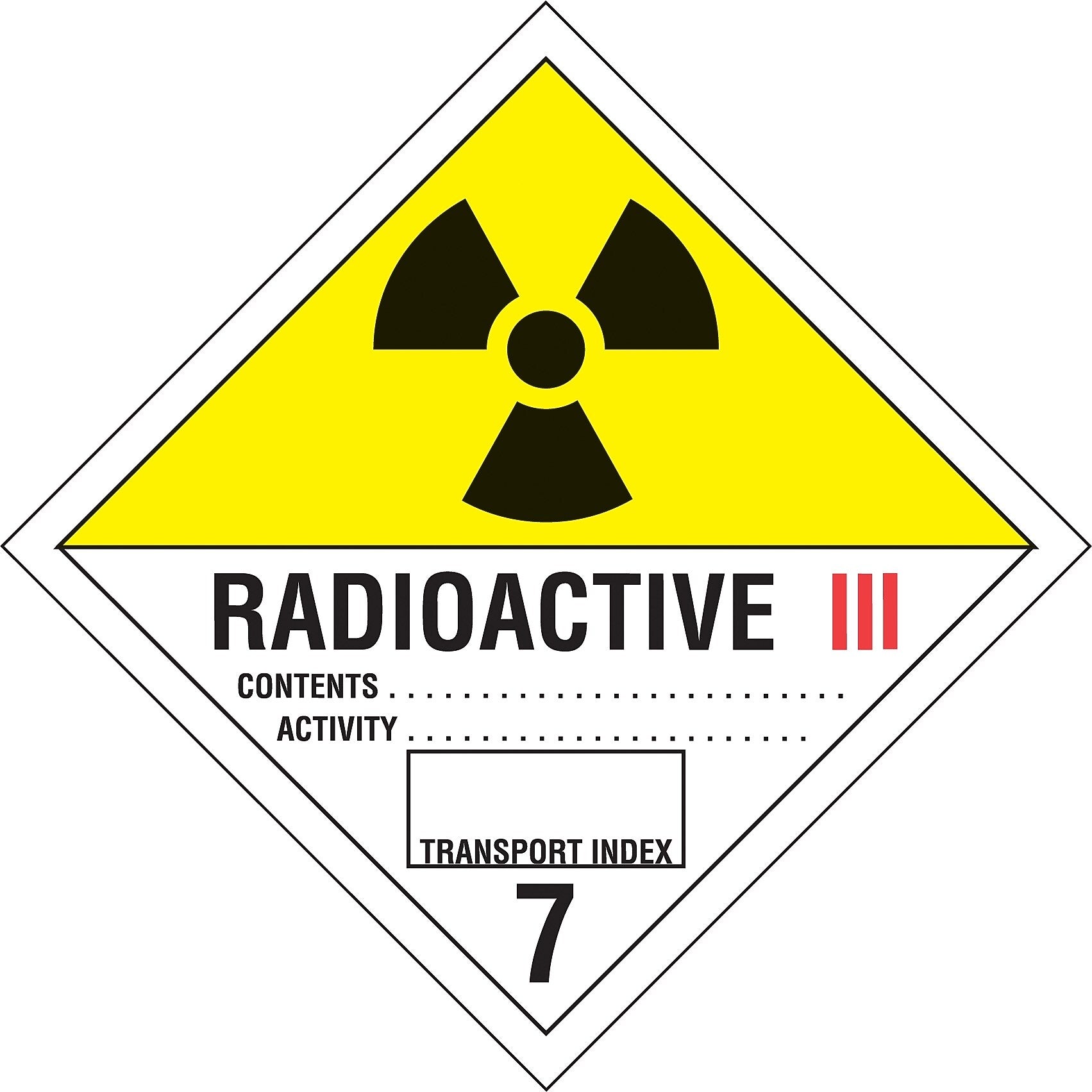 Decker Tape "Radioactive 3" Label, 4" x 4", 500/RL