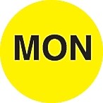 Decker Tape "Monday" Label, 2" Diameter, 500/Roll (DL6502C)