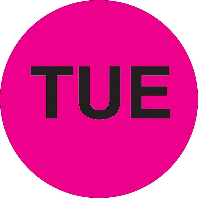 Decker Tape "Tuesday" Label, 1" Diameter, 500/Roll (DL6511F)