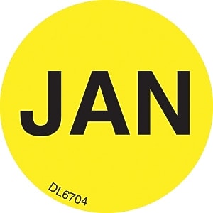 Decker Tape "January" Label, 1" Diameter, 500/Roll (DL6704F)