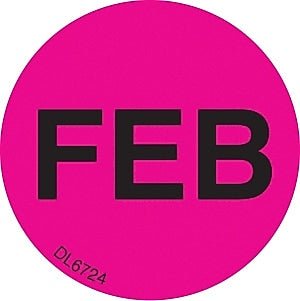 Decker Tape "February" Label, 1" Diameter, 500/Roll (DL6724F)