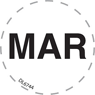 Decker Tape "March" Label, 1" Diameter, 500/Roll (DL6744F)