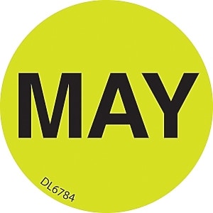 Decker Tape "May" Label, 1" Diameter, 500/Roll (DL6784F)
