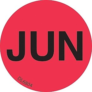 Decker Tape "June" Label, 1" Diameter, 500/Roll (DL6804F)