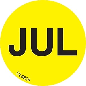 Decker Tape "July" Label, 1" Diameter, 500/Roll (DL6824F)