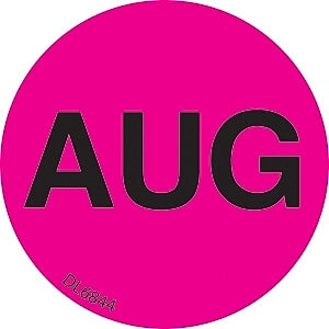 Decker Tape "August" Label, 1" Diameter, 500/Roll (DL6844F)