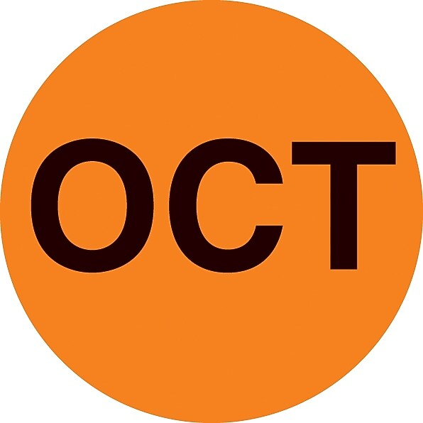 Decker Tape "October" Label, 2" Diameter, 500/Roll (DL6883C)