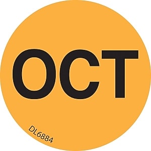 Decker Tape "October" Label, 1" Diameter, 500/Roll (DL6884F)