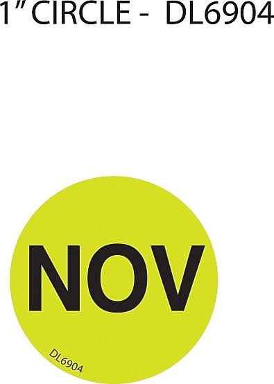 Decker Tape "November" Label, 1" Diameter, 500/Roll (DL6904F)