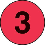 Decker Tape "3" Circle Label, 2" Diameter, 500/Roll (DL6945C)