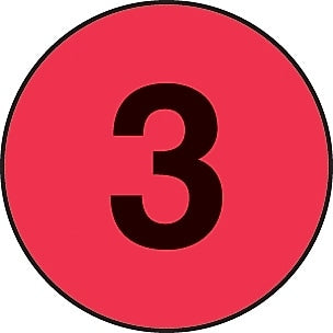 Decker Tape "3" Circle Label, 2" Diameter, 500/Roll (DL6945C)