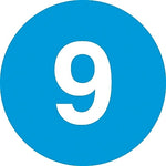 Decker Tape "9" Circle Label, 1" Diameter, 500/Roll (DL7053F)