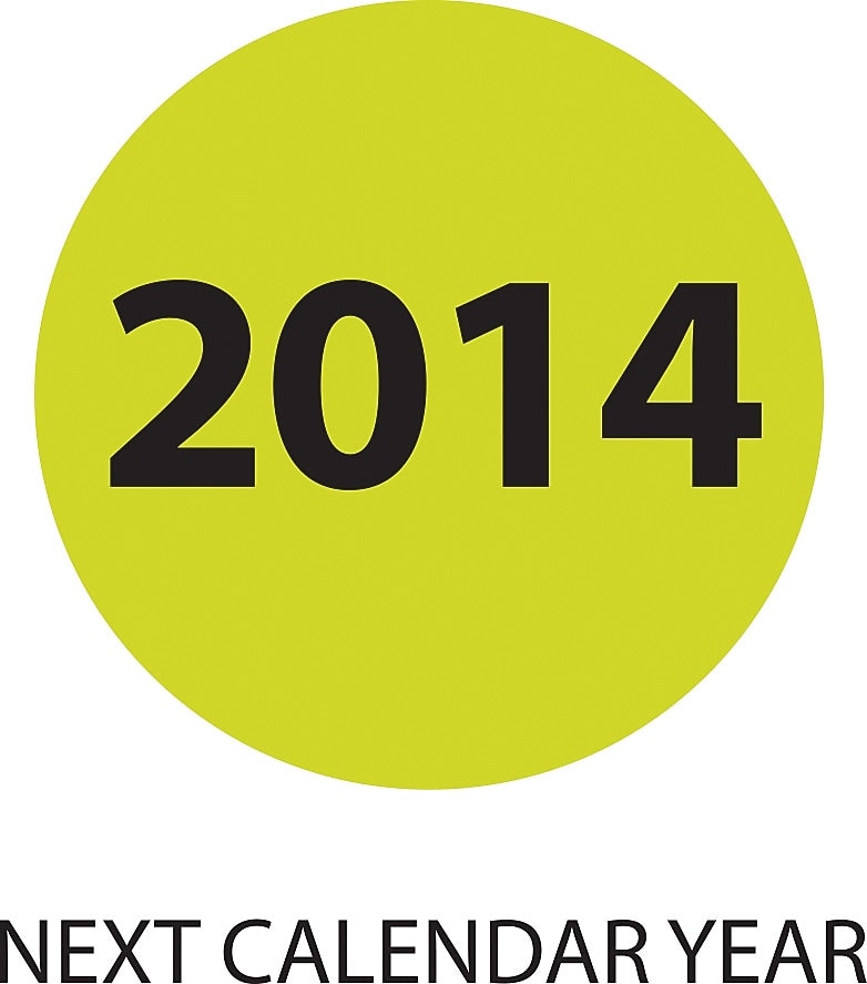 Decker Tape "Next Calendar Year" Label, 2" Diameter, 500/Roll (DL6987C)