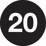 Decker Tape "20" Circle Label, 1" Diameter, 500/Roll (DL7064F)