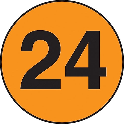 Decker Tape "24" Circle Label, 2" Diameter, 500/Roll (DL7071C)