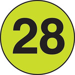 Decker Tape "28" Circle Label, 3" Diameter, 500/Roll (DL7080M)