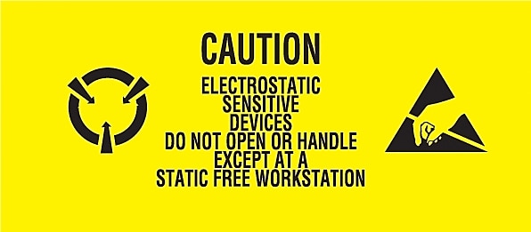 Decker Tape "Caution Electrostatic Sensitive Devices" Label, 1" x 2-1/2", 500/Roll (DL9060B)