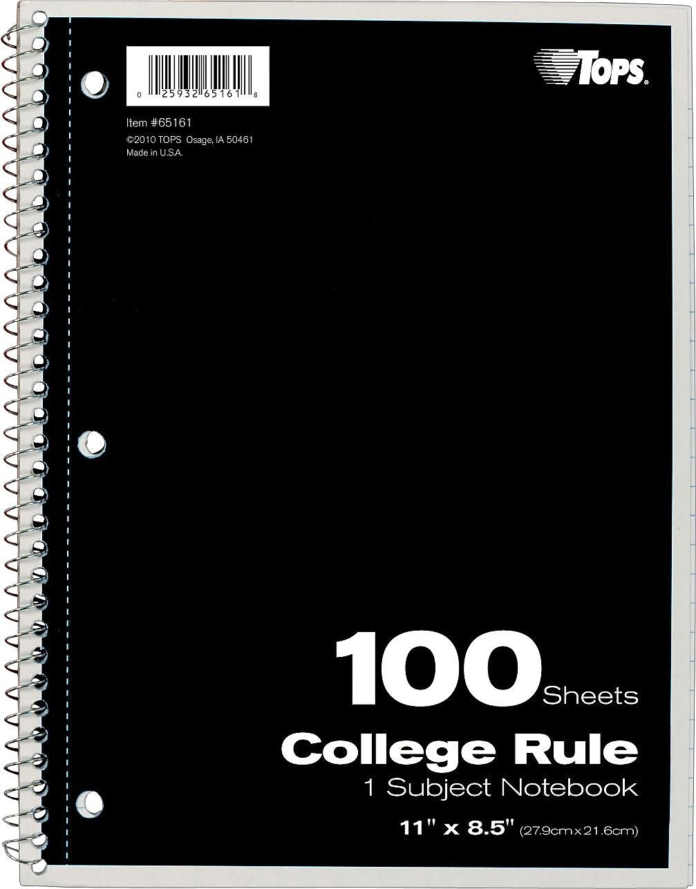 Oxford 1-Subject Notebook, 8.5" x 11", College Ruled, 100 Sheets (65161)