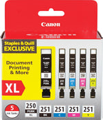 Canon PGI 250 XL/CLI-251 Special Edition Black/Color Ink Cartridge, High Yield, 5/Pack (6432B011)