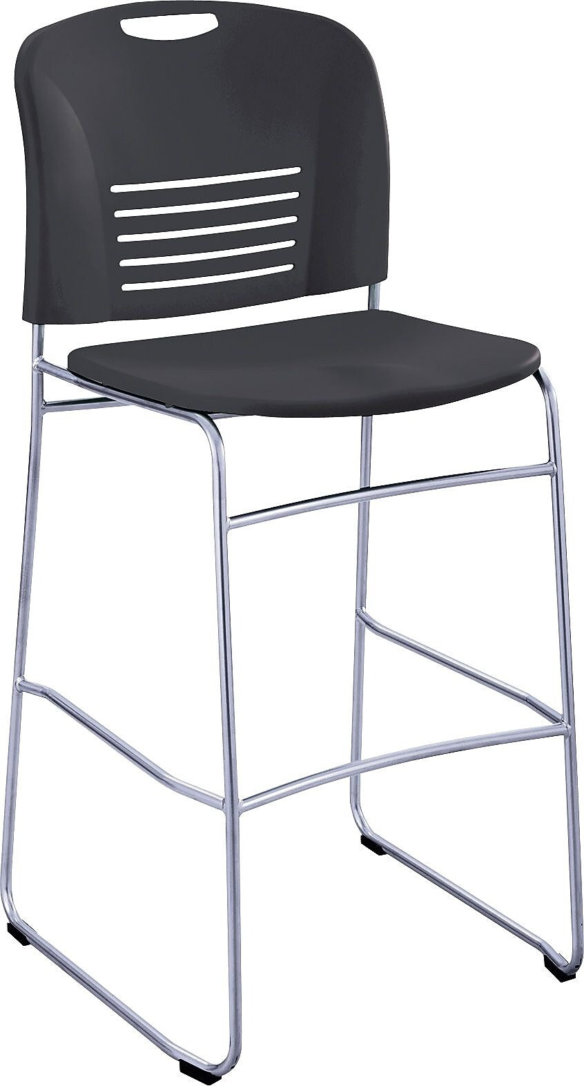 Safco® Vy™ Bistro Sled Base Chair, Plastic, Black, Seat: 18 1/2"W X 17"D, Back: 19 1/2"W X 16"H