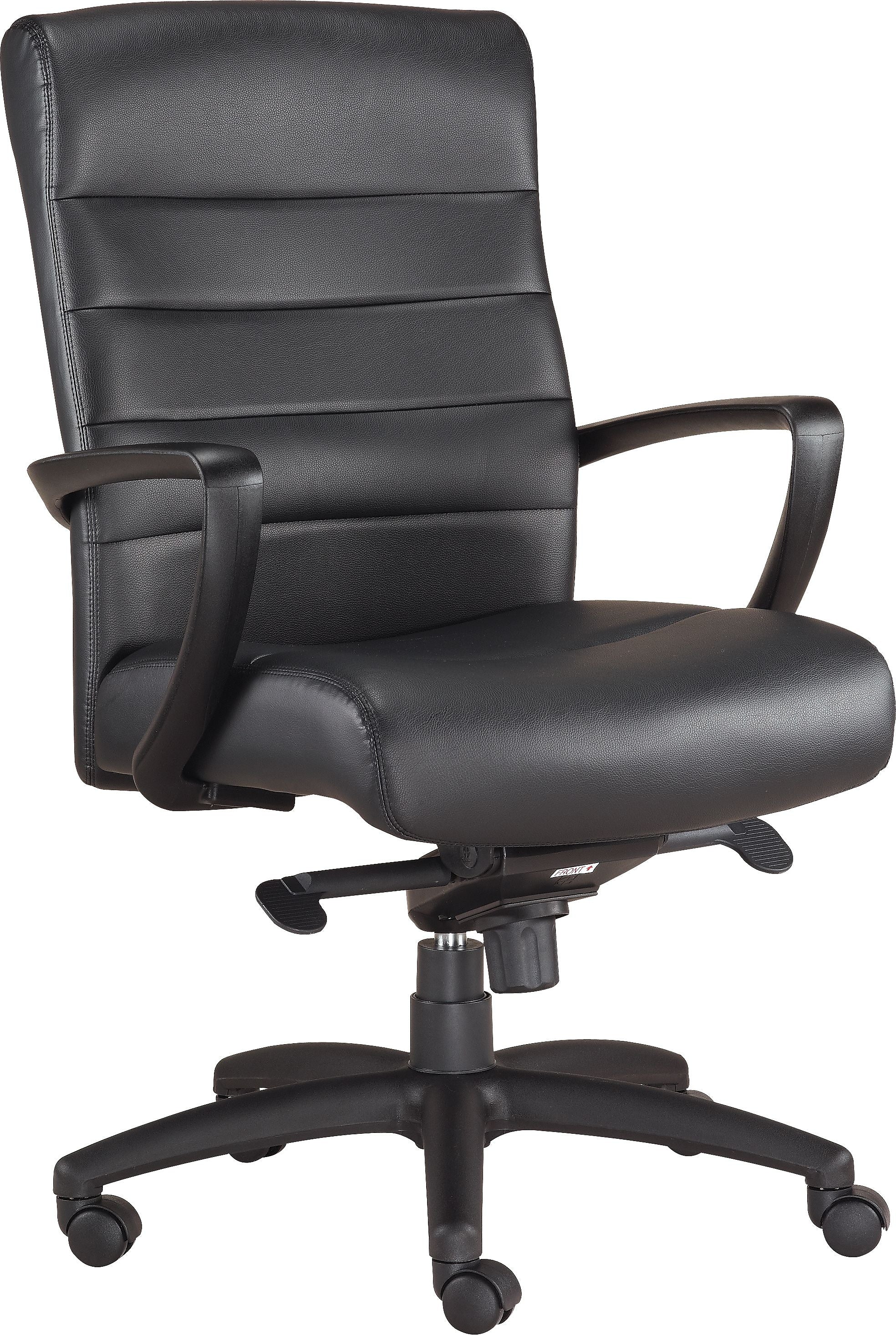 Raynor Manchester Mid-Back Executive Chair, Leather, Black, Seat: 20"W x 20"D, Back: 23 1/2"W x 19 1/2" - 22"H