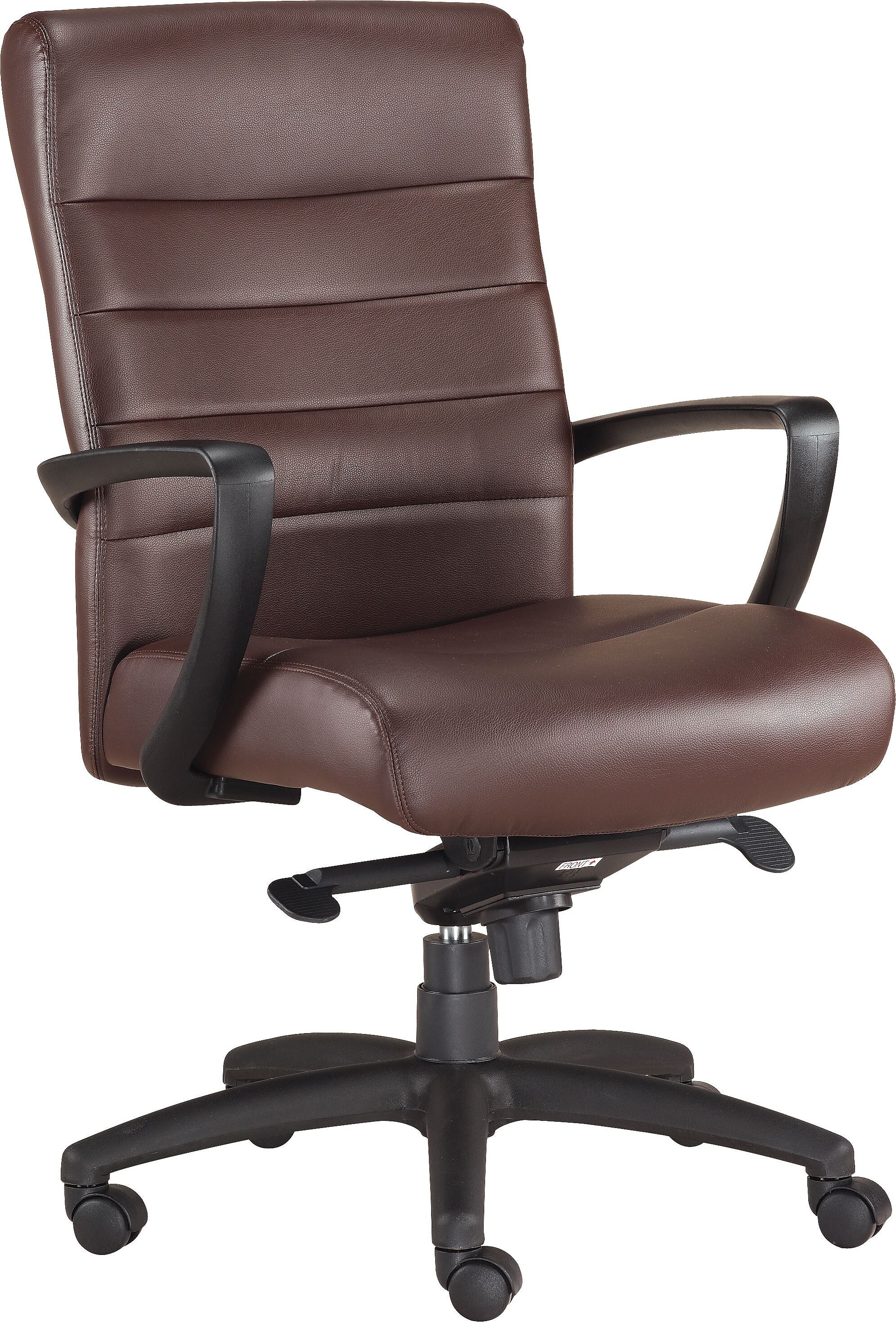 Raynor Manchester Mid-Back Executive Chair, Leather, Brown, Seat: 20"W x 20"D, Back: 23 1/2"W x 19 1/2" - 22"H