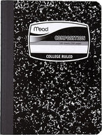 Mead 1-Subject Composition Notebooks, 9.75" x 7.5", College Ruled, 100 Sheets, Black (MD09932)