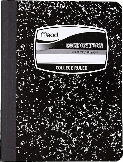 Mead 1-Subject Composition Notebooks, 9.75" x 7.5", College Ruled, 100 Sheets, Black (MD09932)