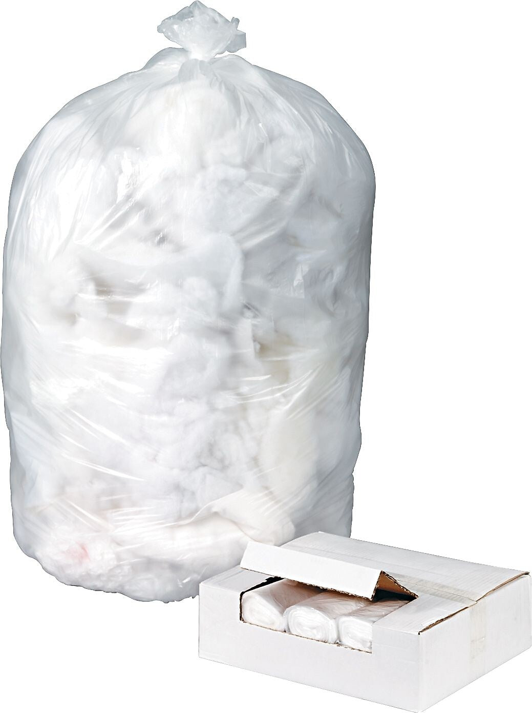 Ultra Plus® Can Liners Trash Bags, 14 microns Thickness, Natural, 60 gal, 200/Carton (WHD6014)