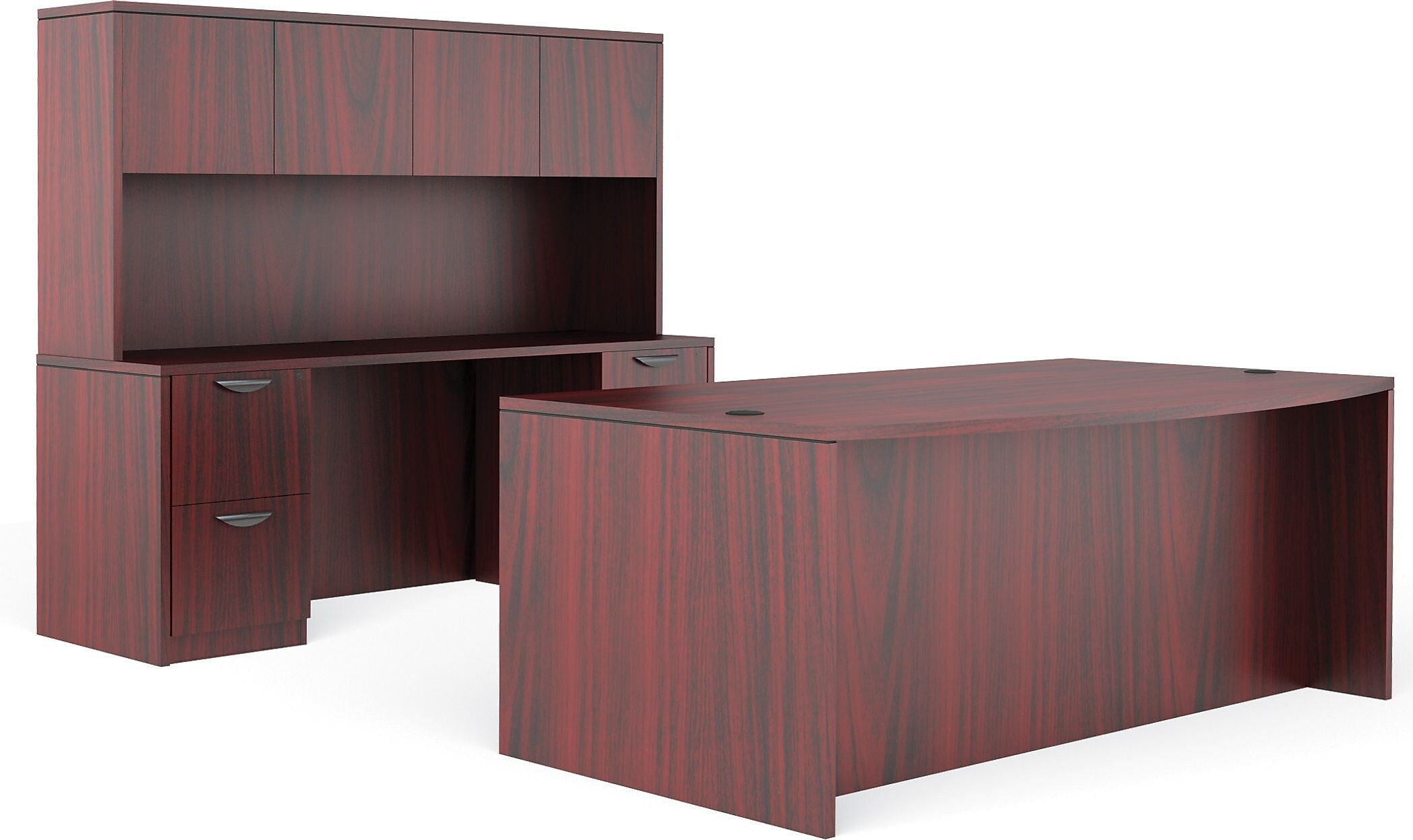 Offices to Go Superior Laminate Bundle 9, American Mahogany Laminate, 71"W x 113"L x 65.5"H/29.5"H