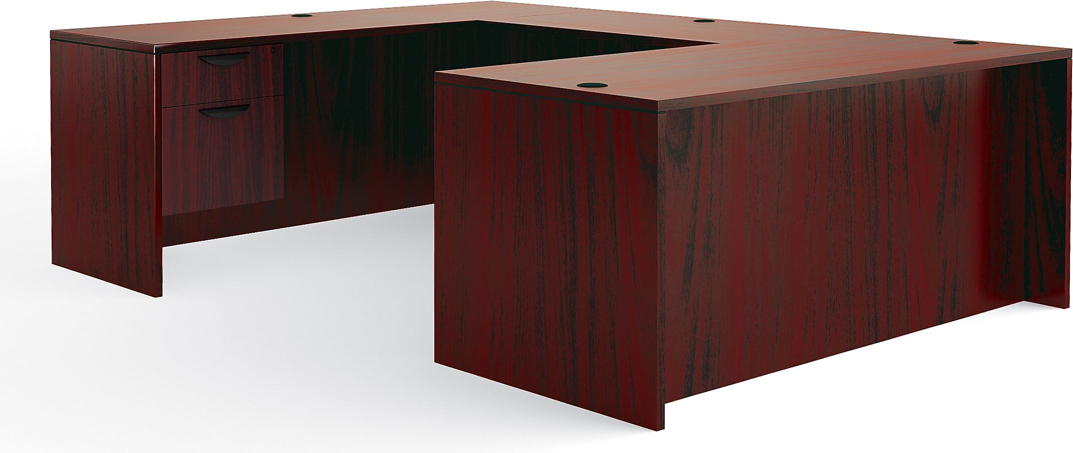 Offices to Go Superior Laminate Executive Desk Bundle, American Mahogany (TDOTG1-AML)