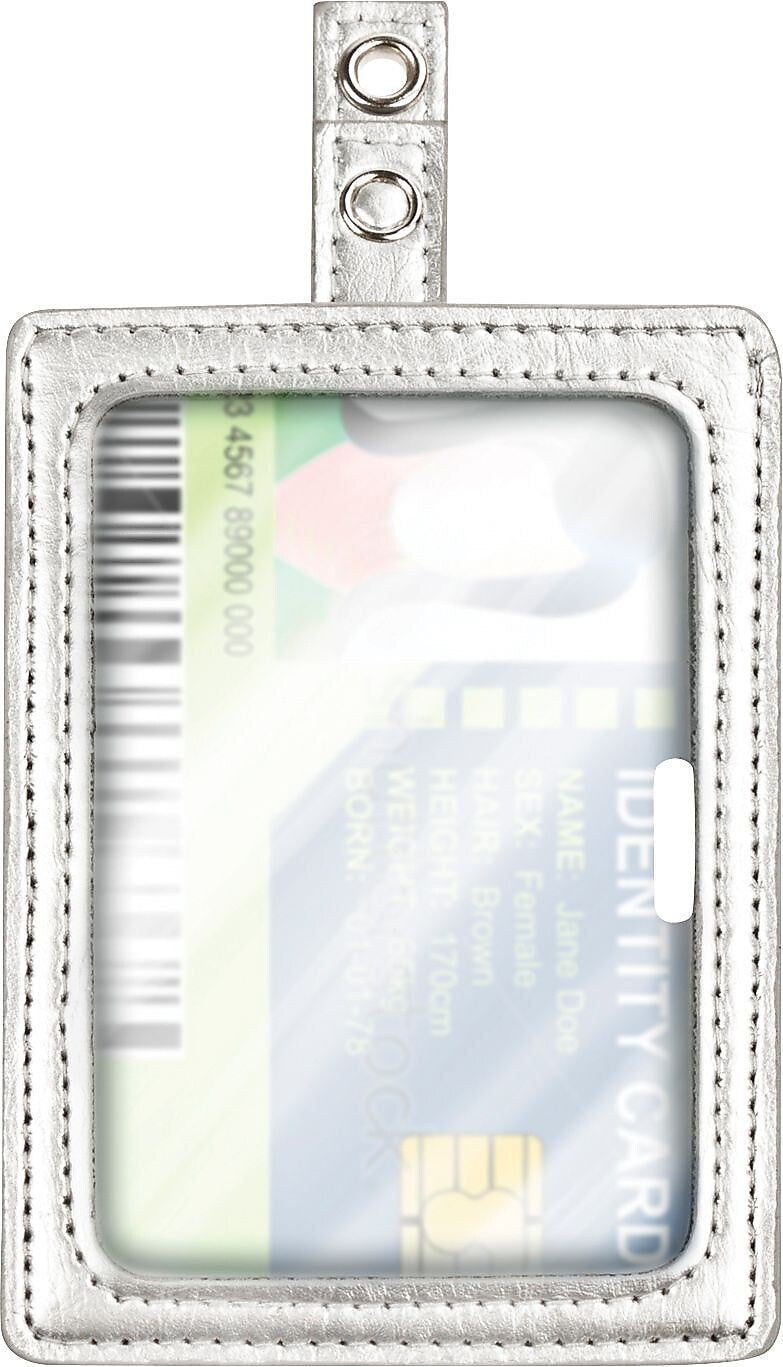 Cosco MyID Silver ID Badge Holder for Key Cards and ID Cards, Gray/Silver (075004)