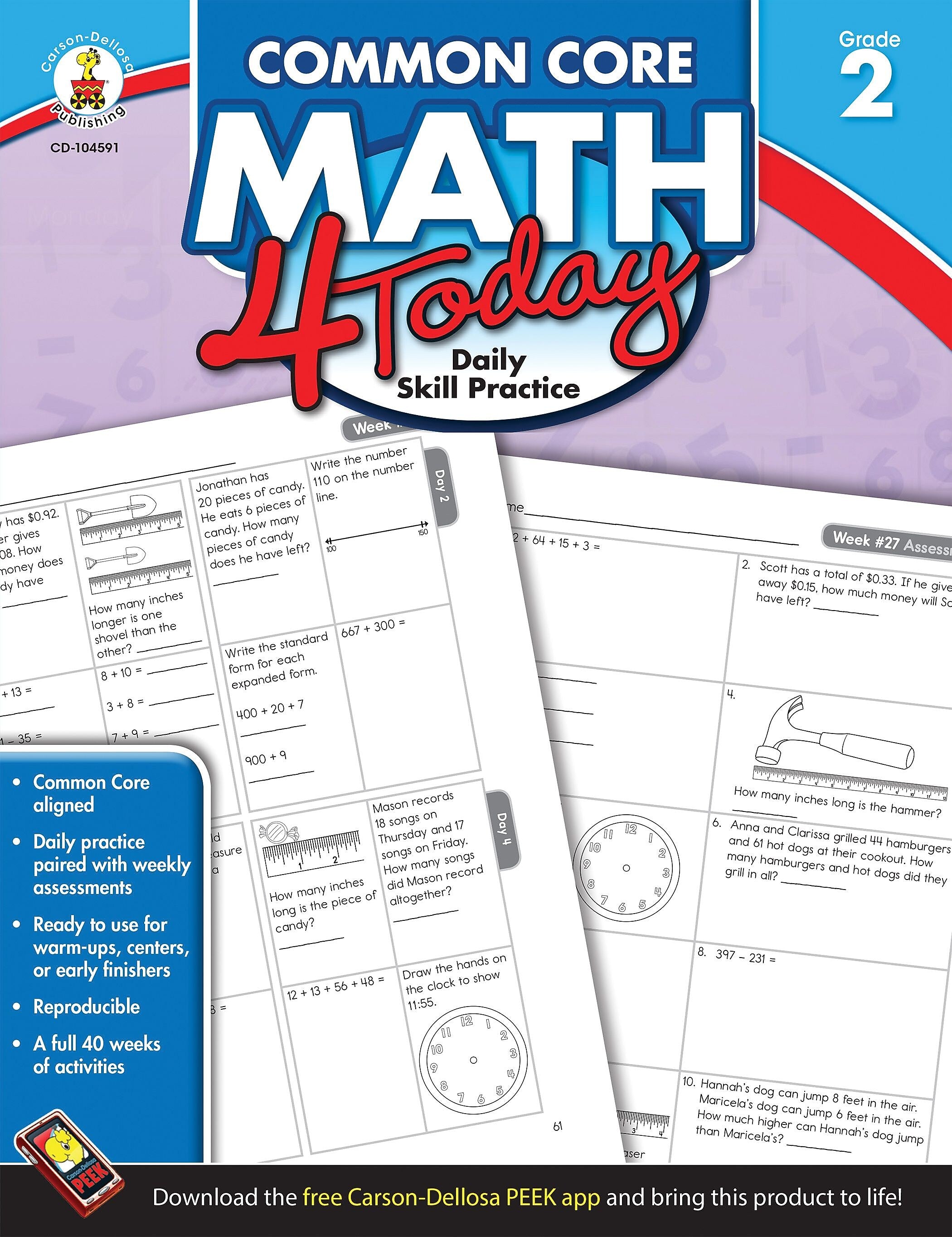Carson-Dellosa™ Common Core Math 4 Today Workbook, Grade 2