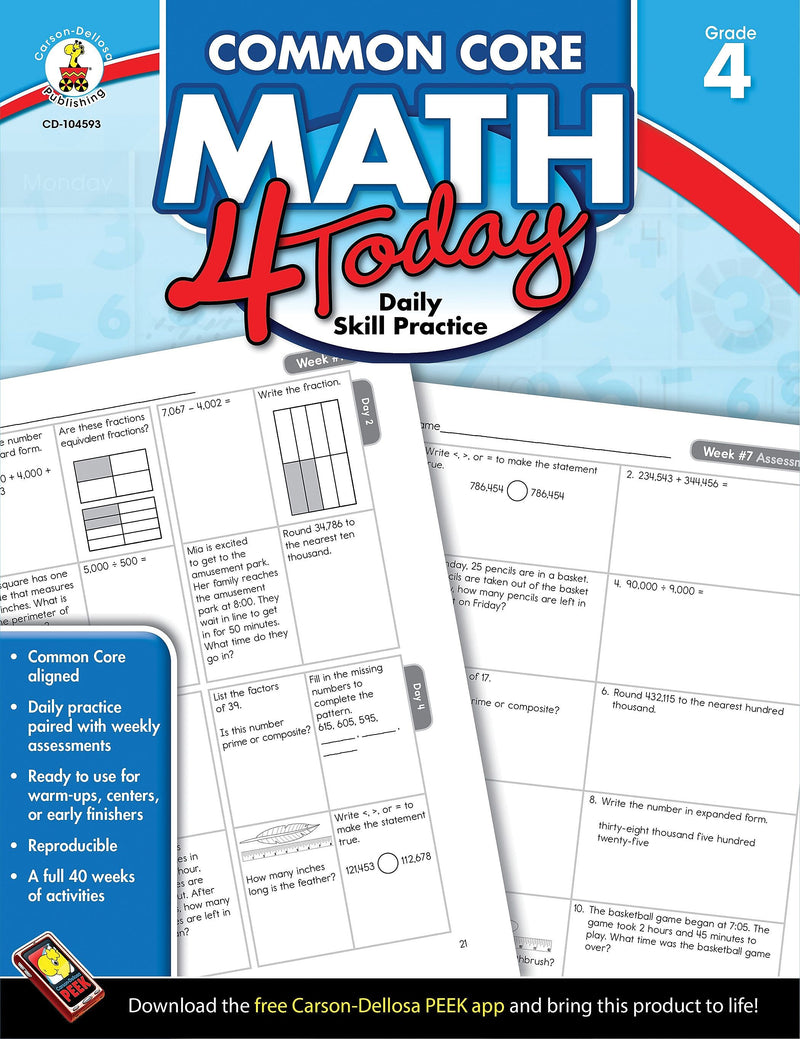 Carson-Dellosa™ Common Core Math 4 Today Workbook, Grade 4