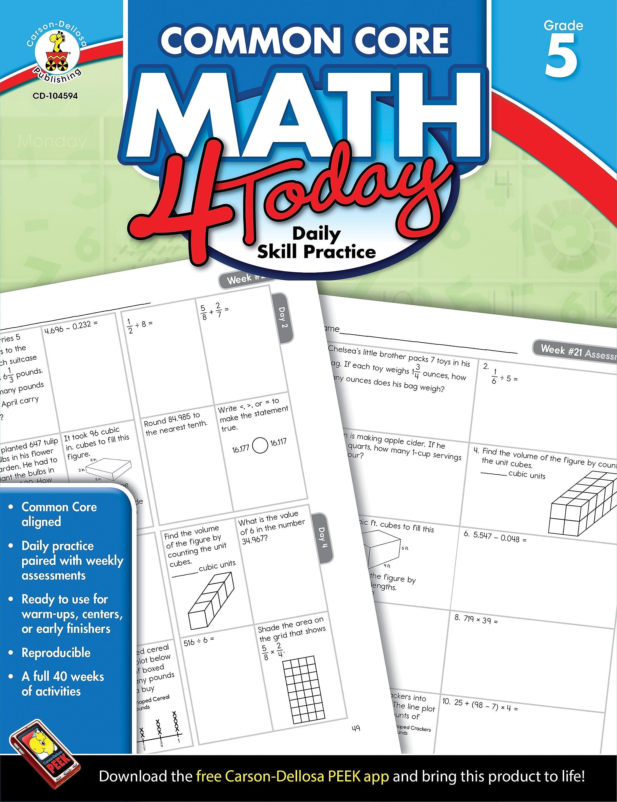 Carson-Dellosa™ Common Core Math 4 Today Workbook, Grade 5