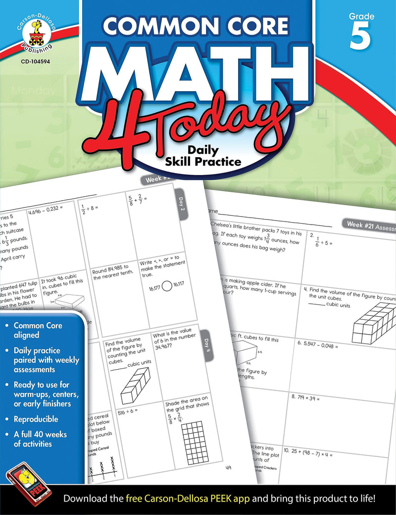 Carson-Dellosa™ Common Core Math 4 Today Workbook, Grade 5