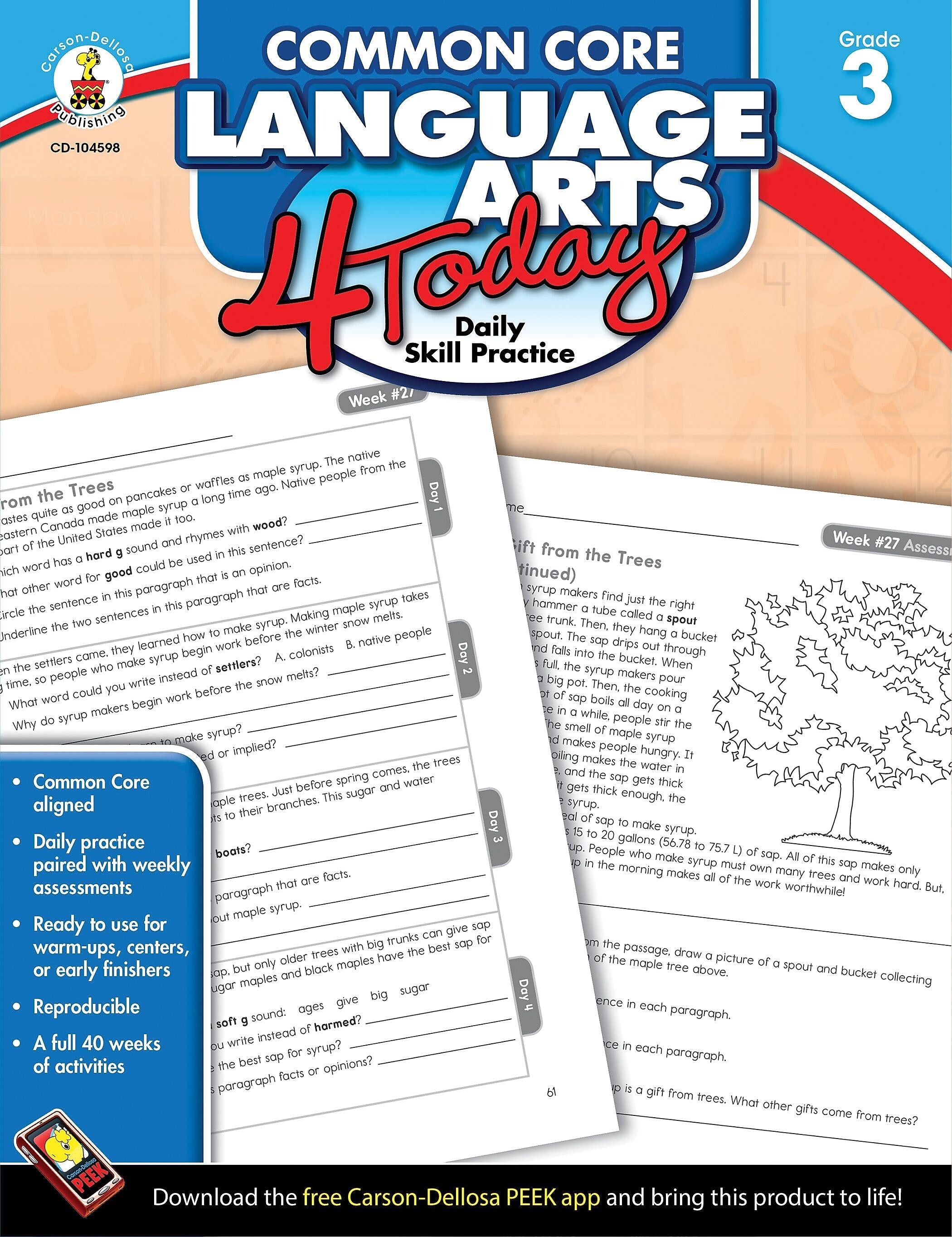 Carson-Dellosa™ Common Core Language Arts 4 Today Workbook, Grade 3