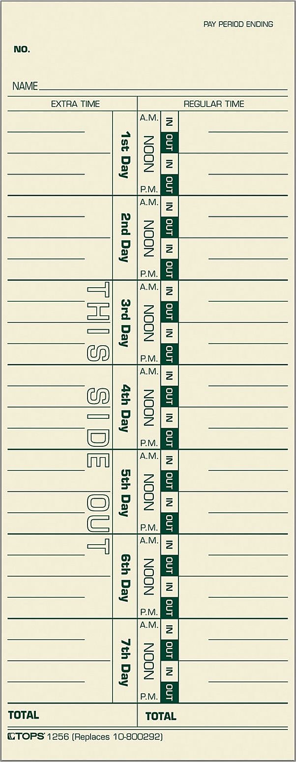 Tops® Time Cards, Weekly, Numbered Days, 100/Pack