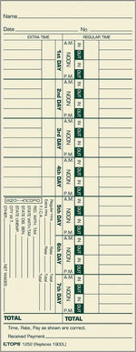TOPS Weekly Time Cards - Named Days, 9" x 3 1/2", 500/Bx (TOP1252)