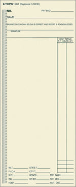 TOPS Weekly Time Cards, 8.25" x 3.37", 500/Box (1261)