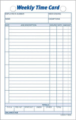 TOPS® Weekly Time Cards, 6 3/4" x 4 1/4", 1/Ea