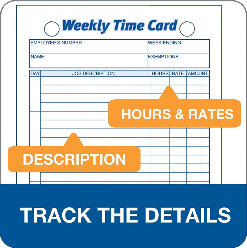 TOPS® Weekly Time Cards, 6 3/4" x 4 1/4", 1/Ea
