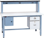 Pro-Line Technical Workbench in a Box Series with Laminate Surface, Light Blue, 72"W x 30"D x 30" to 36"H, Riser Extends 18"