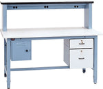 Pro-Line Technical Workbench in a Box Series with ESD Surface, Light Blue, 72"W x 30"D x 30" to 36"H, Riser Extends 18"