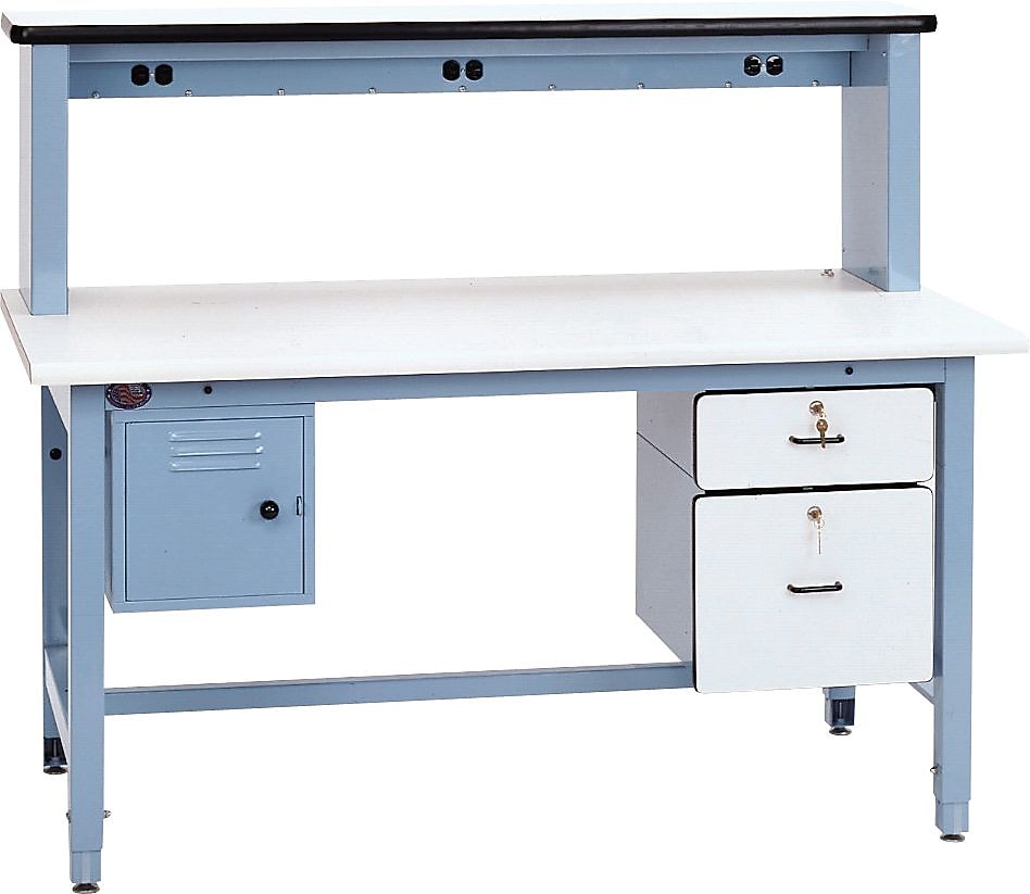 Pro-Line Technical Workbench in a Box Series with ESD Surface, Light Blue, 72"W x 30"D x 30" to 36"H, Riser Extends 18"